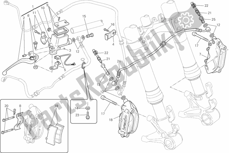 All parts for the Front Brake System of the Ducati Monster 696 ABS USA Anniversary 2013
